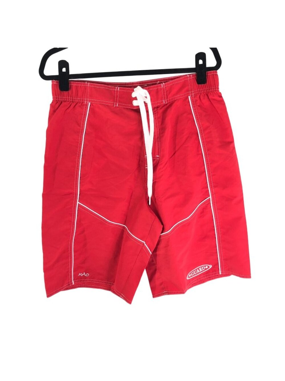 Mao Swimwear Mens Guard+ Lifeguard Board Shorts Lace Up Red M